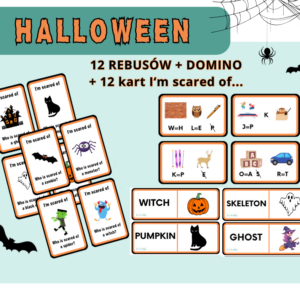 Halloween domino, rebusy i karty